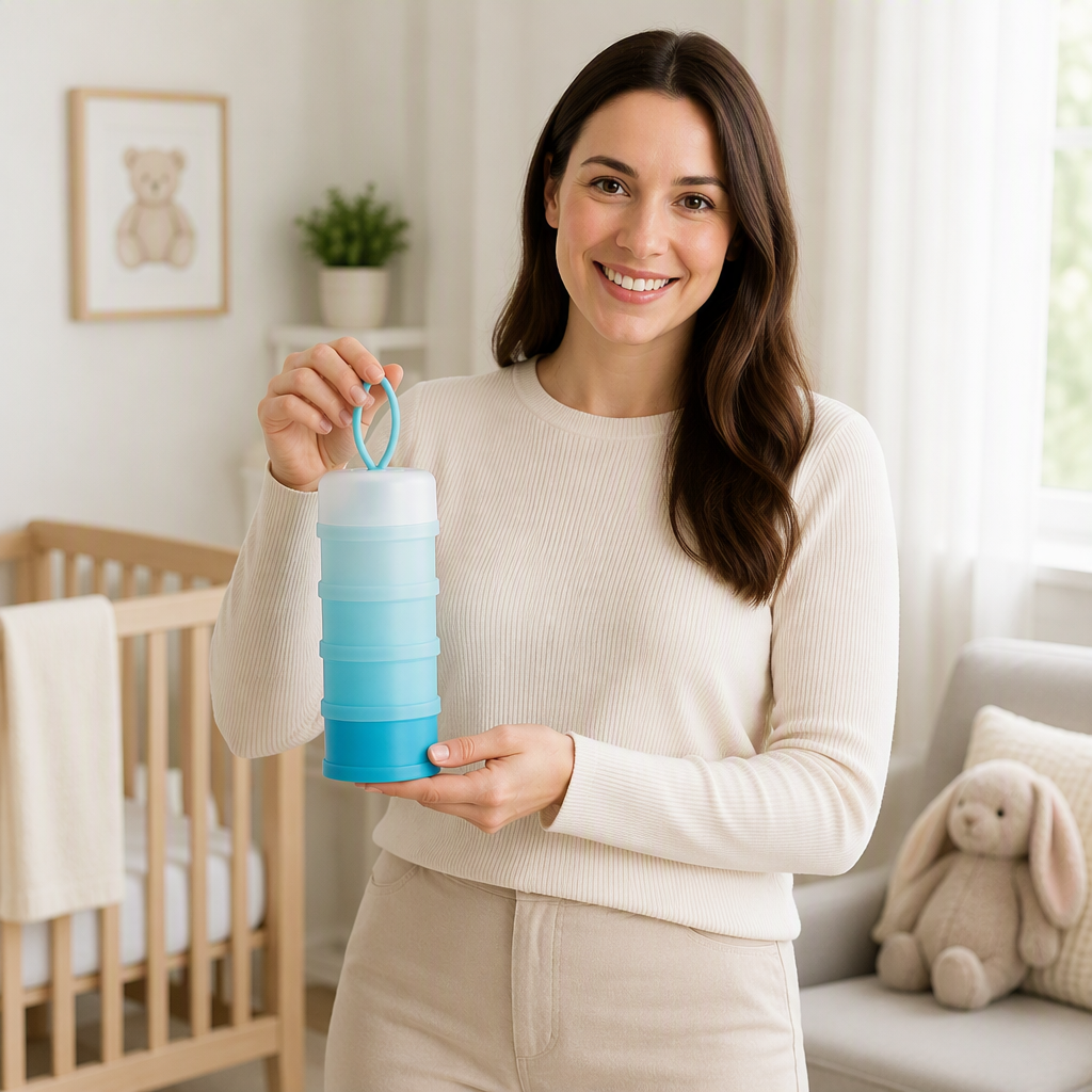 Portable Baby Milk Powder Dispenser Food Grade PP 4 Layers Stackable Formula Storage Container With Carry Lanyard BPA Free For Travel