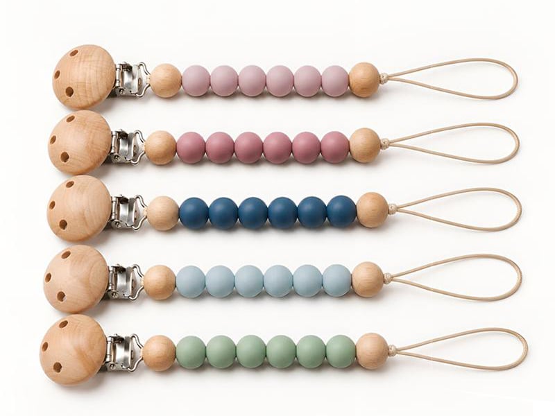 Natural Wooden Baby Pacifier Clip