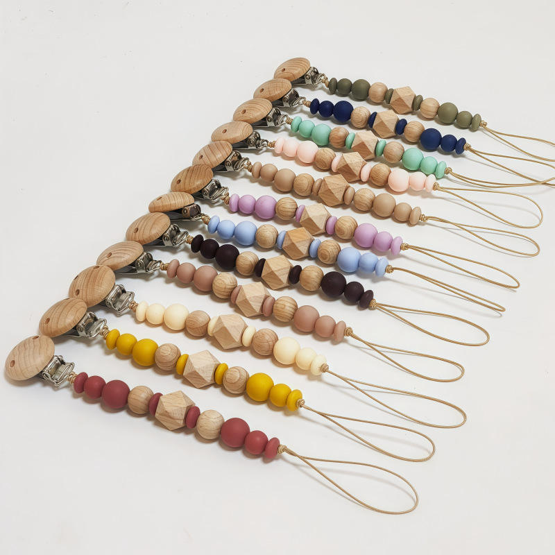 Wooden Beaded Baby Pacifier Chain  Anti-loss Essential