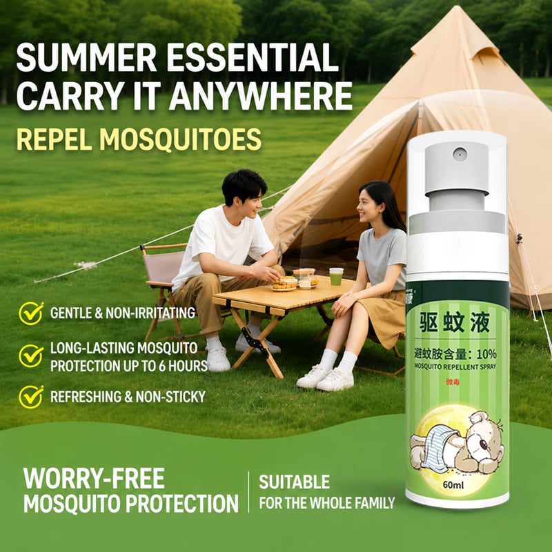 10% DEET Mosquito Repellent Spray 60ml for Outdoor Use