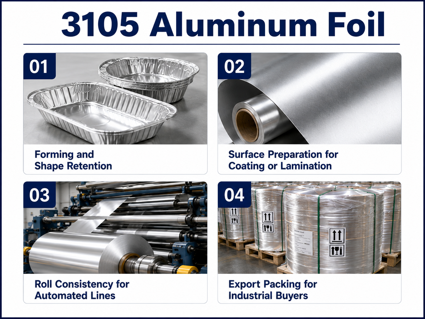 3105 Aluminum Foil details for forming coating slitting and export packing