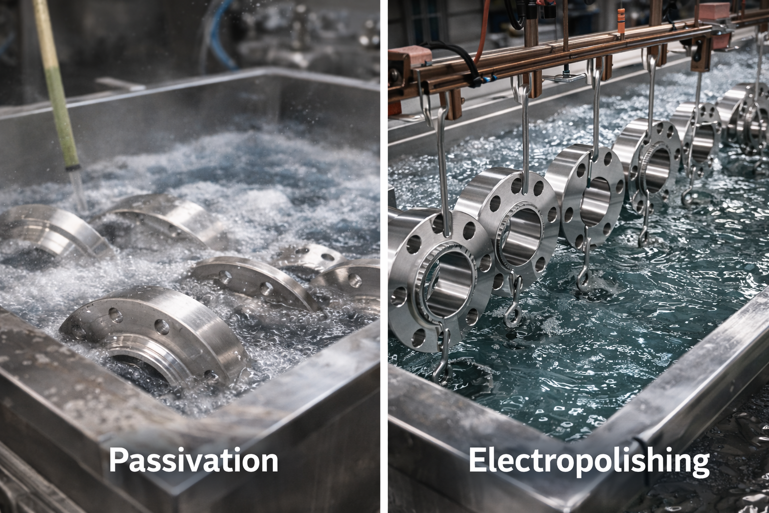 Passivation vs electropolishing on stainless steel surface