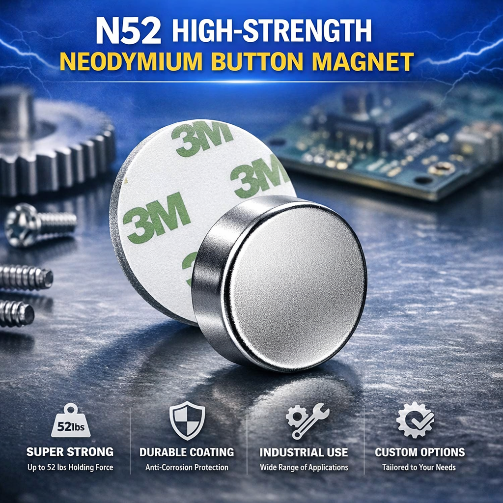 N52 High-Strength Round Neodymium Button Magnet