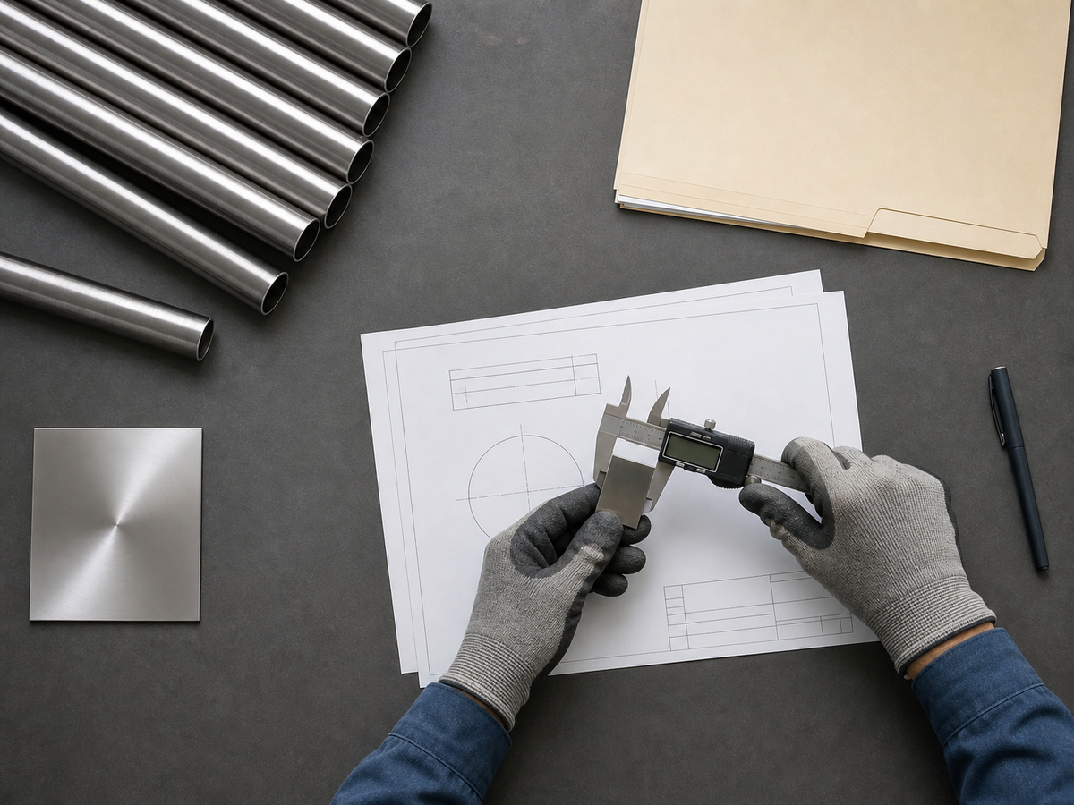 316L stainless steel RFQ specification review with MTC and dimension checks