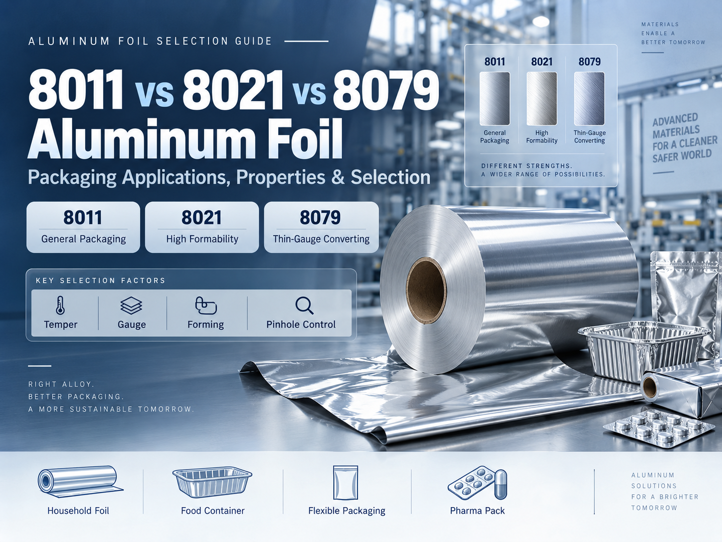8011 vs 8021 vs 8079 Aluminum Foil: Differences, Tempers & Applications