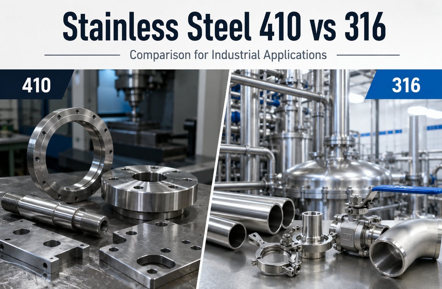 Stainless steel 410 vs 316 comparison for industrial applications
