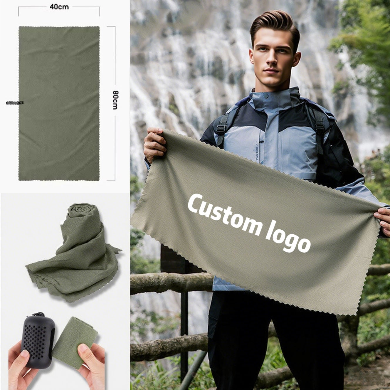 Custom Printed Sports Towel Soft Nanofiber High Absorbency Portable for Gym Yoga