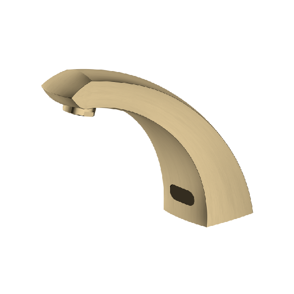 touchless bathroom faucet in brushed gold