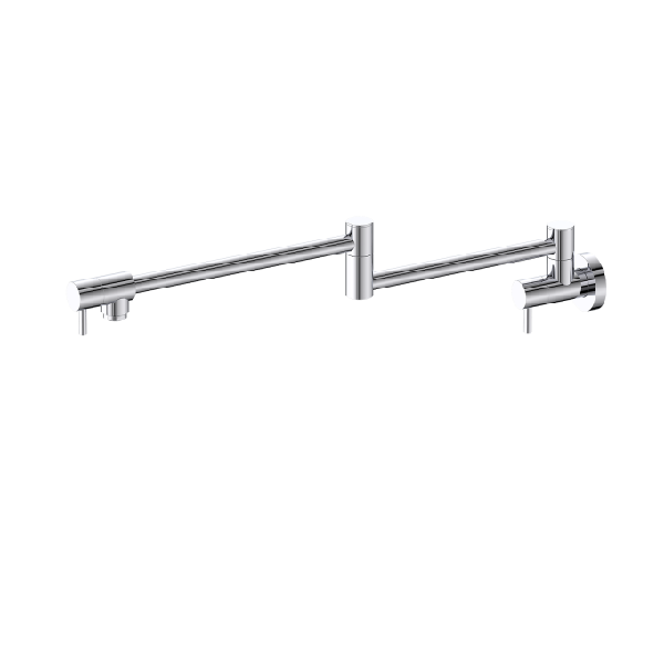 Chrome Wall-Mount Pot Filler Faucet - FoldableTriple-Joint Swing Arm Kitchen Tap