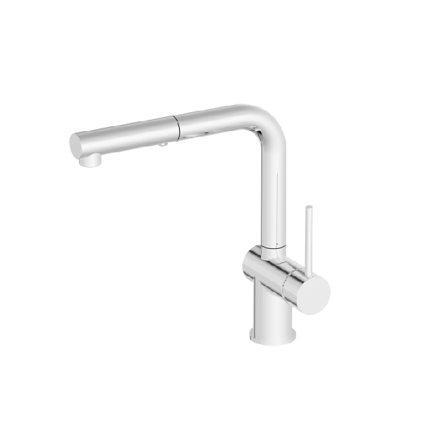 Matte white brass kitchen mixer tap with pull out spray single handle pull down kitchen faucet​