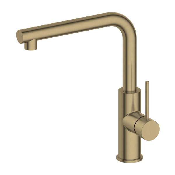 Brushed Gold L-Shape Kitchen Sink Faucet 360° Swivel
