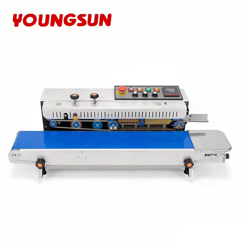 FR-1000 Solid Ink Printing Continuous Bag Sealer Plastic Bag Aluminum Foil Bags Kraft Paper Bags Horizontal Band Sealer