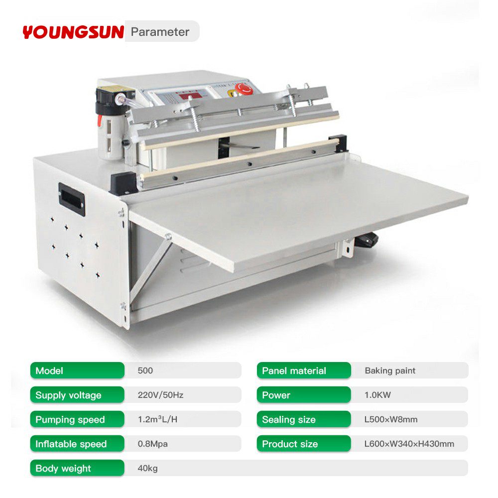 500 External Electric Multi-Function Automatic Industrial Vacuum Sealer  Air-Exhaust for Food Commodity Packaging Case
