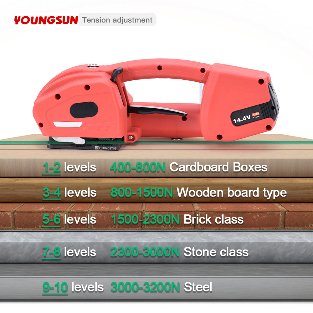 K2 Portable Strapping Machine  Electric Strapping Tool PP PET Bundling Tensioner Strapping Machine  Digital Display Screen Adjustment Pallet Packaging Machine