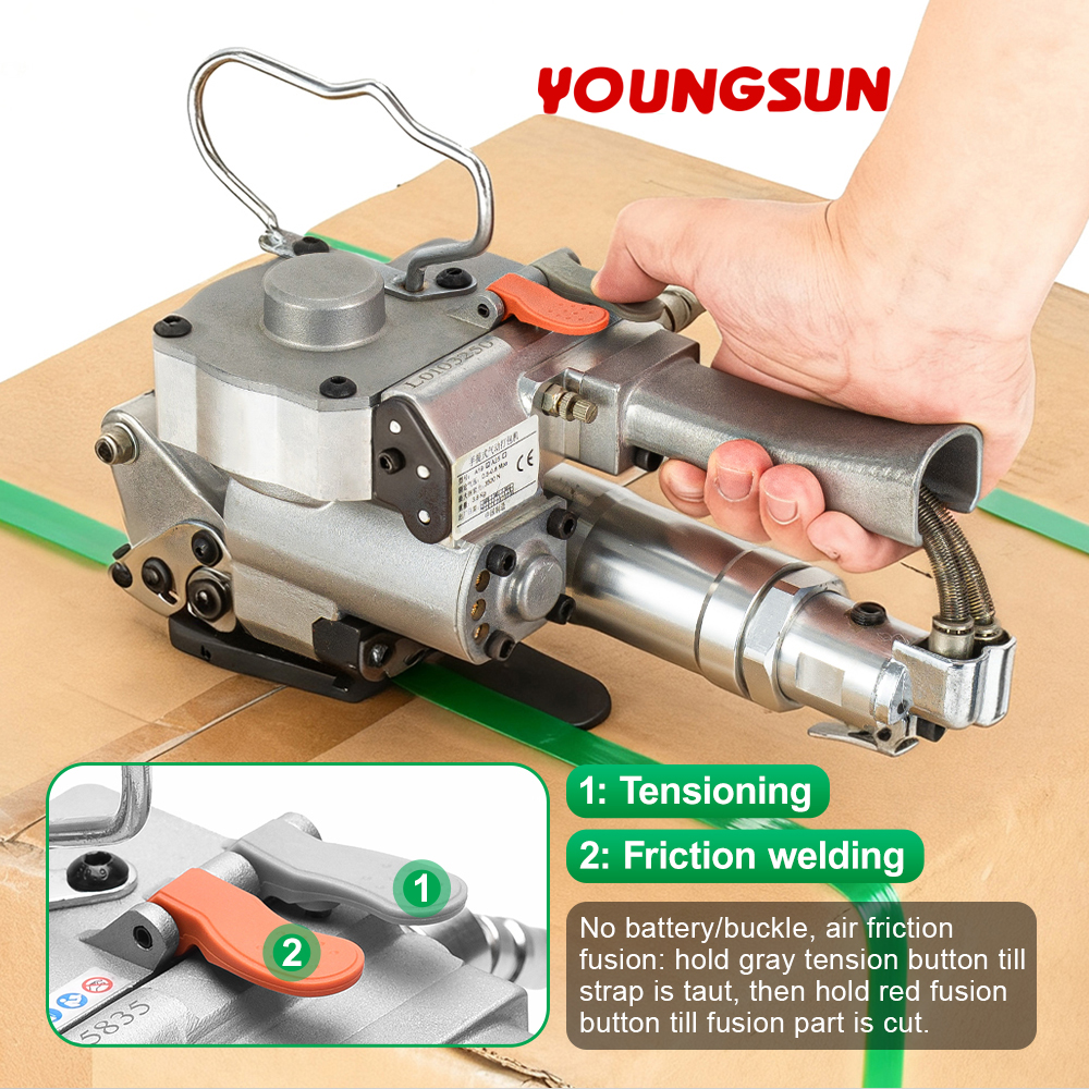 A19 Pneumatic Strapping Tool Plastic Band Strapping Machine Hot Welding Tool 19mm Width PP PET Strap Pneumatic Strapping Tool Strapping Machine for Packing