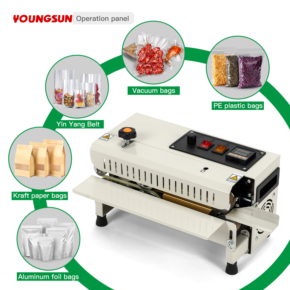 FR-400 Mini Pouch Sealing Machine Heat Sealing Machine Continuous Band Heat Sealing Machines For Food Packaging