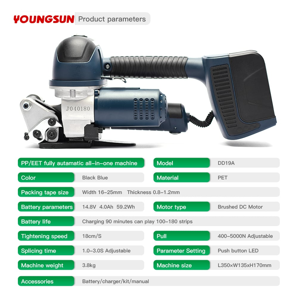 DD19A/25A Powerful 5000N Electric Strapping Machine Banding Tool Electric Baler Electric Banding Machine With Two Lithium Battery