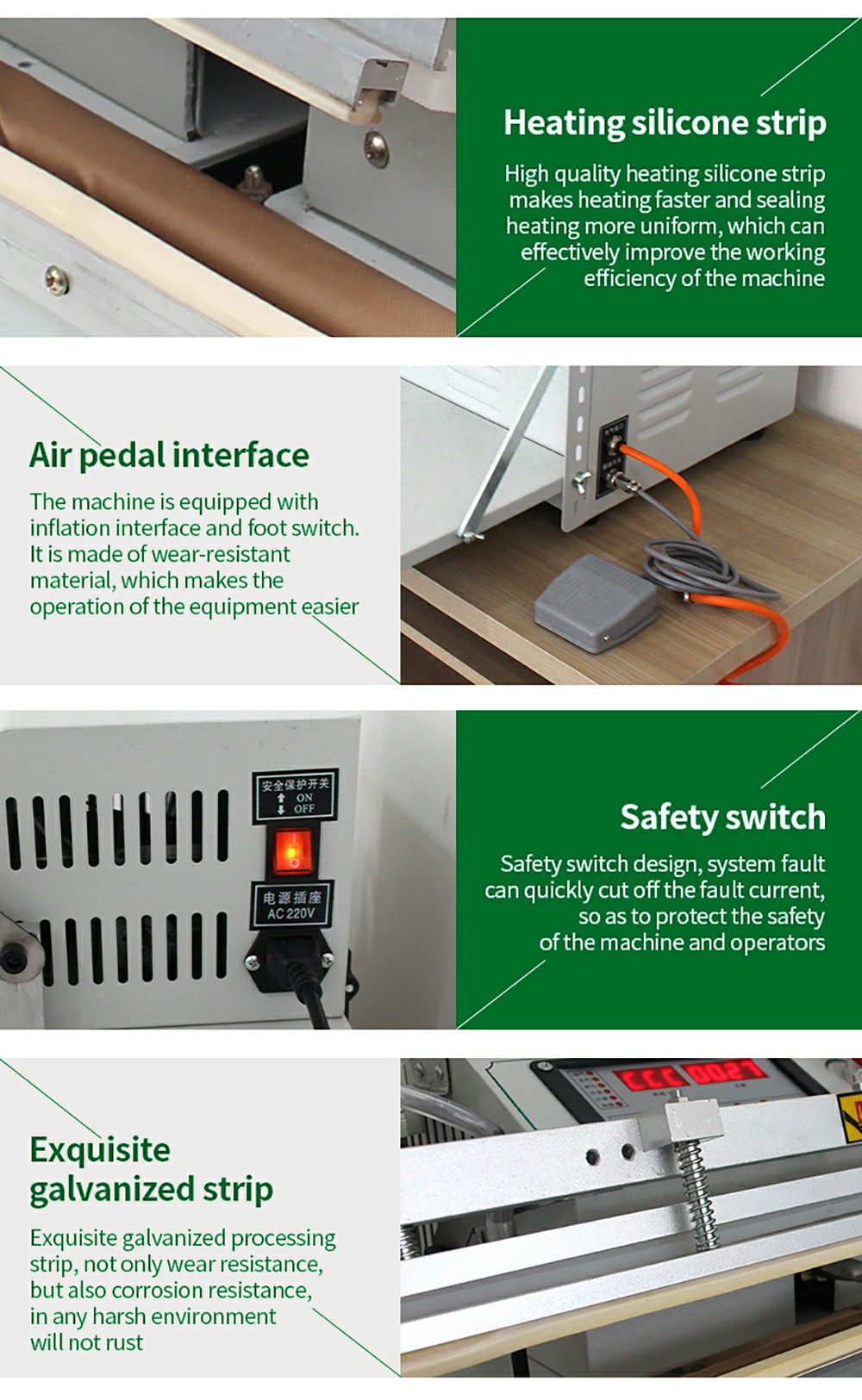 500 External Electric Multi-Function Automatic Industrial Vacuum Sealer  Air-Exhaust for Food Commodity Packaging Case