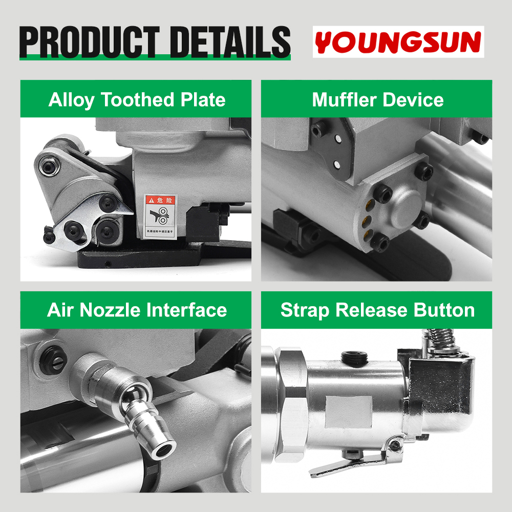 A19 Pneumatic Strapping Tool Plastic Band Strapping Machine Hot Welding Tool 19mm Width PP PET Strap Pneumatic Strapping Tool Strapping Machine for Packing
