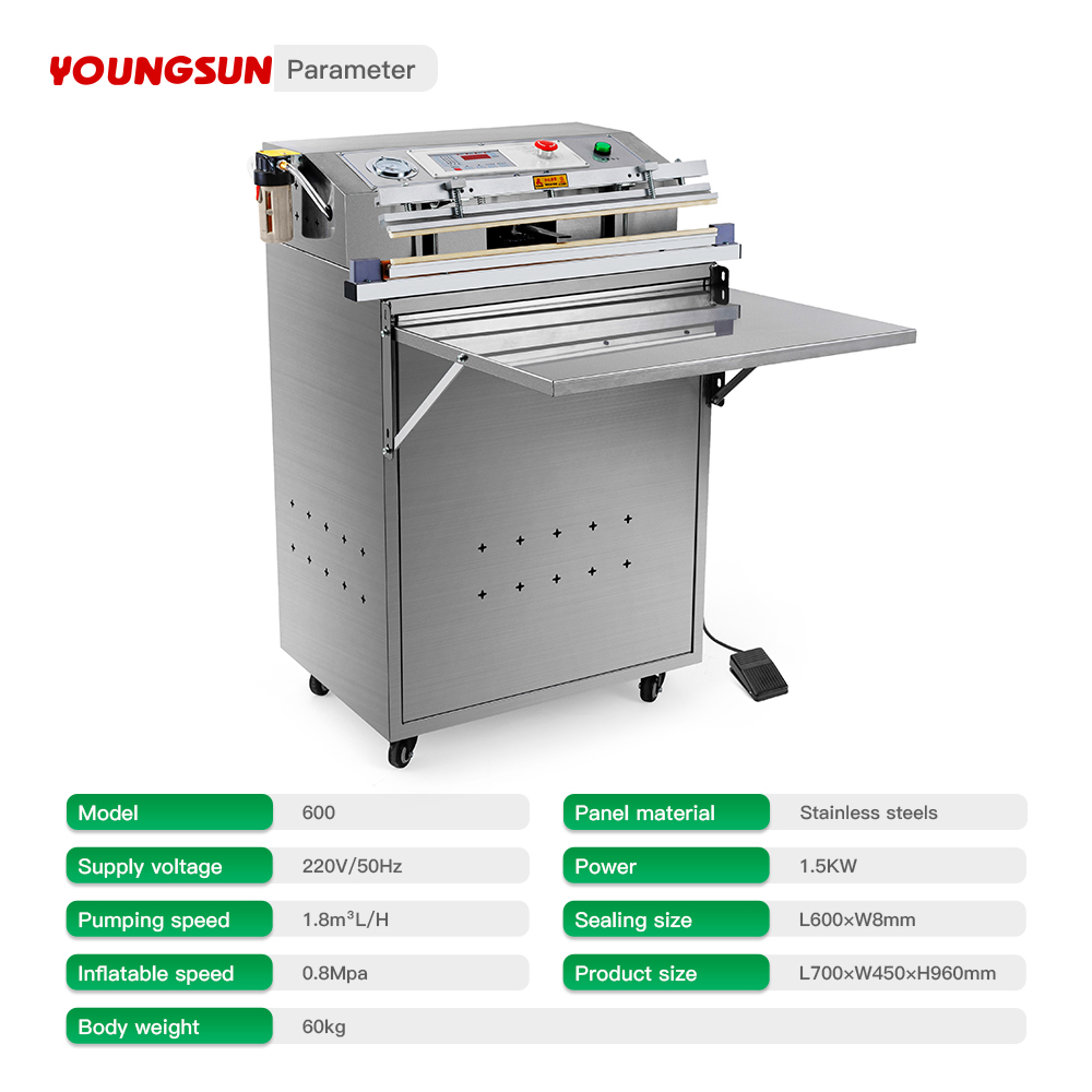 600 External Stainless Steel Industrial External Vacuum Sealer Stainless Steel Big Pump | Industrial Vacuum Packaging Machine for Large Food Bags