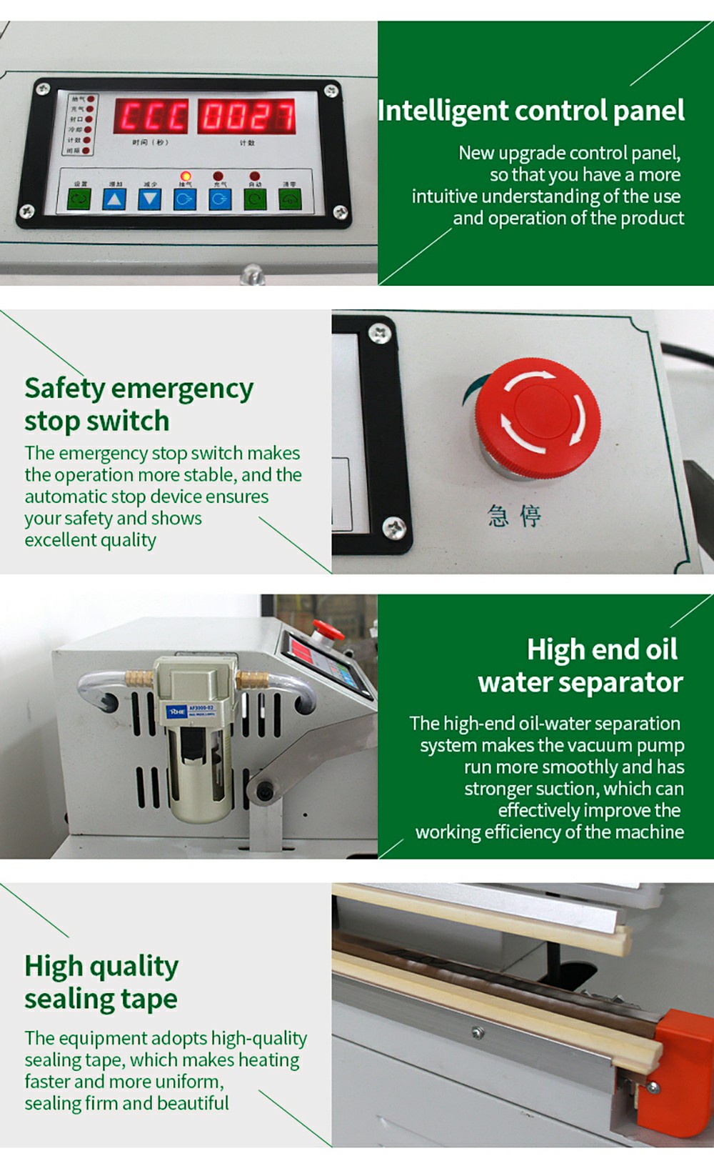 500 External Electric Multi-Function Automatic Industrial Vacuum Sealer  Air-Exhaust for Food Commodity Packaging Case