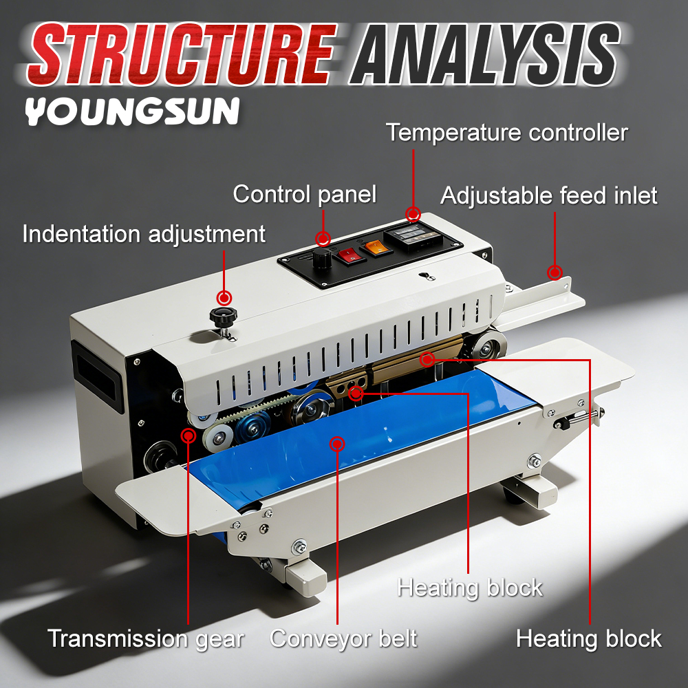 L1 Continuous Band Table Top Heat Sealing Machine Heat Sealing Machines For Food Packaging