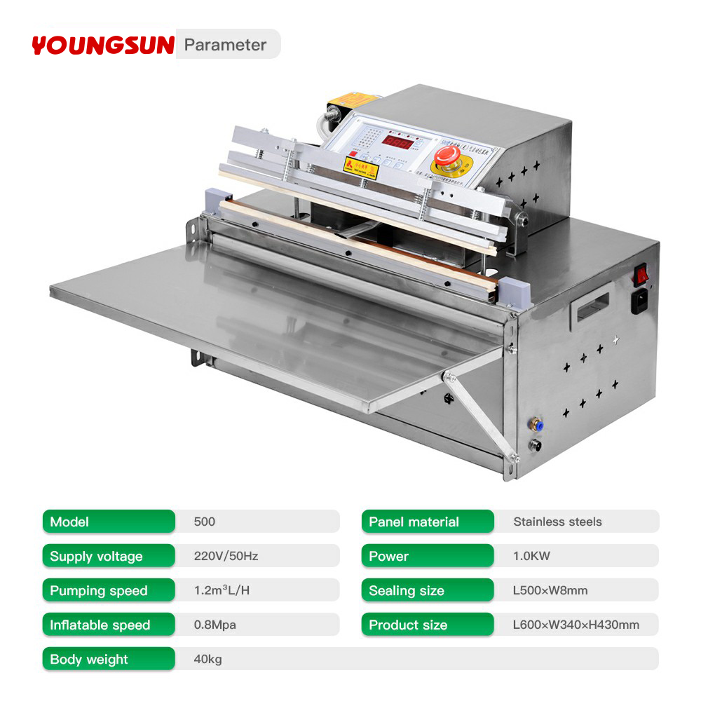 500 External Stainless Steel Industrial Commercial Food Electronic Components Vacuum Packaging Machine Vacuum/Inflation