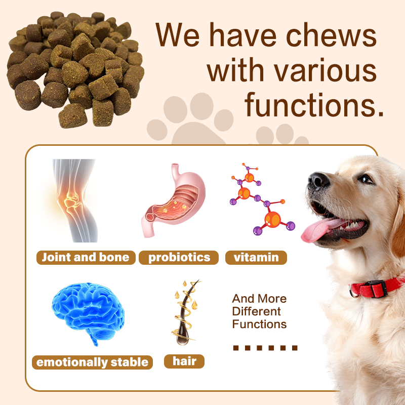 Salmon Sperm Skin & Coat Soft Chews for Cats & Dogs-EPA/DHA/Omega-3 Multivitamin Supplements OEM Processing
