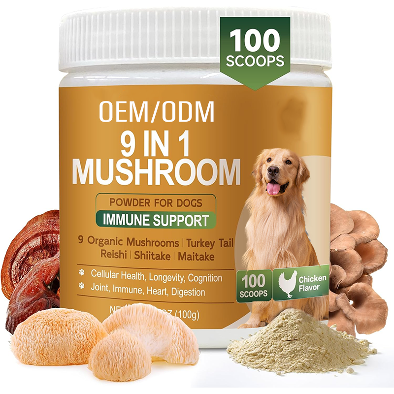 Organic Mushroom Powder Supplement for Dogs & Cats-High-Protein Grain-Free Hip & Joint Support Skin & Coat Digestive Health
