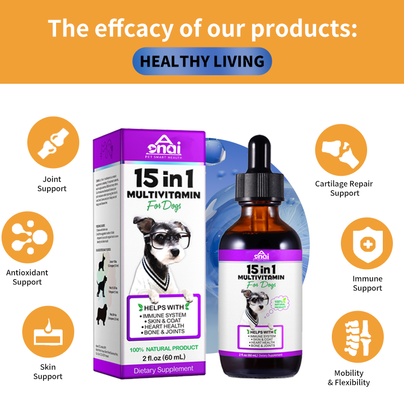 Pets Supplements OEM Dog Multivitamins Pet Nutrition Supplement Pet Health Care Products and Liquid Multivitamin Supplements
