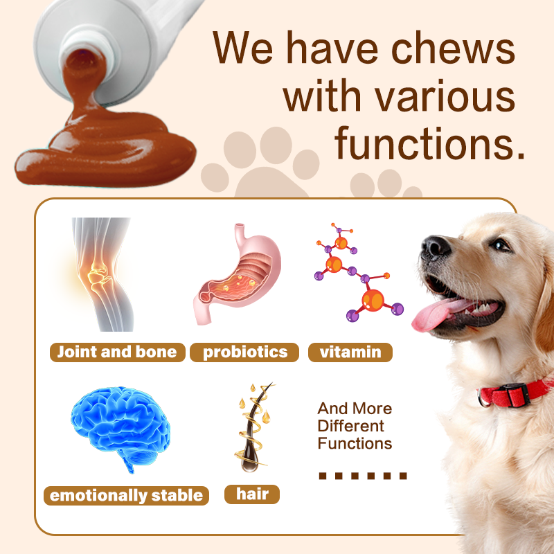 Pet Supplement Multivitamin Probiotics Gel for Dogs Cats-Fast Absorption Hip Joint Support Calming Allergy Support Immune System
