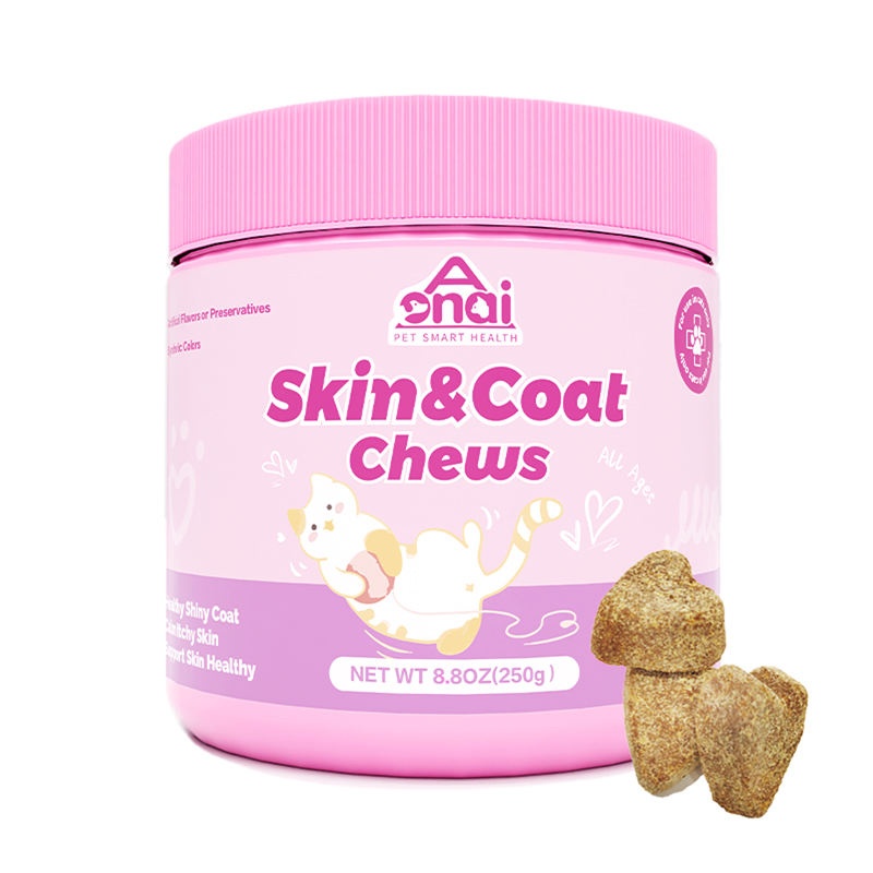 Salmon Sperm Skin & Coat Soft Chews for Cats & Dogs-EPA/DHA/Omega-3 Multivitamin Supplements OEM Processing
