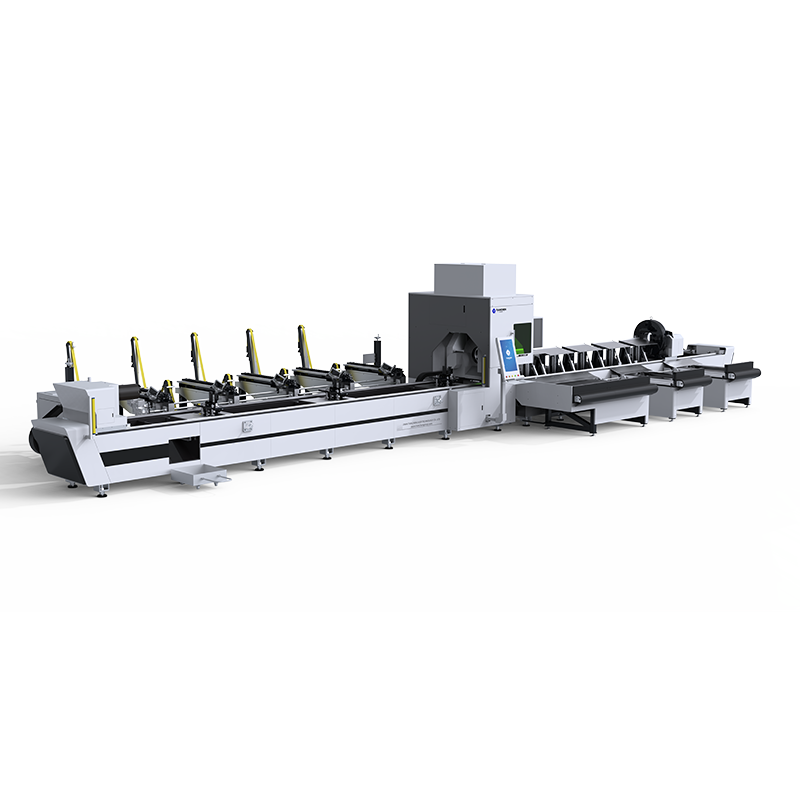 Three chuck pipe cutting machine with automatic feeding