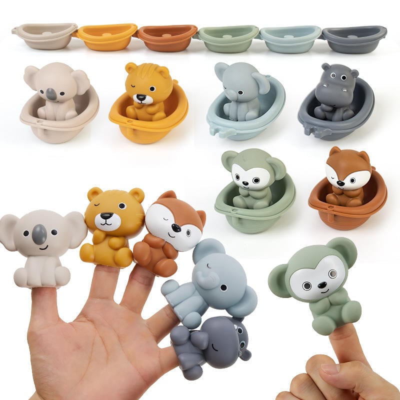 Nieuwe vinyl badspeeltuigen voor kinderen, stapelbare badbootjes voor het bad, dierenvormige badpoppen als badspeeltuig, veel verkocht