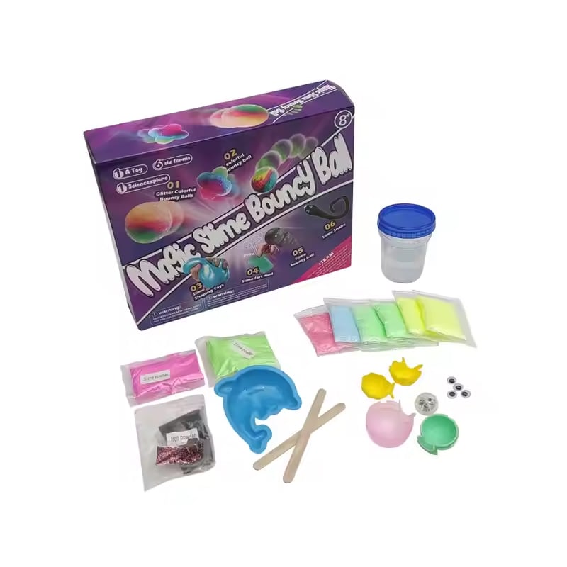Fabrieksgroothandel: DIY-ultra-veerkrachtige ballen, kleurrijke DIY-slijmset, kristalachtige ambachtelijke slijmverfraaiingen met magische werking, stressballen voor kinderen