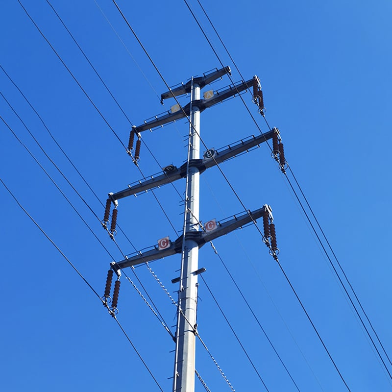 Hot dip galvanized steel Tapered electrical Pole power transmission tower Anti-typhoon Steel Pole