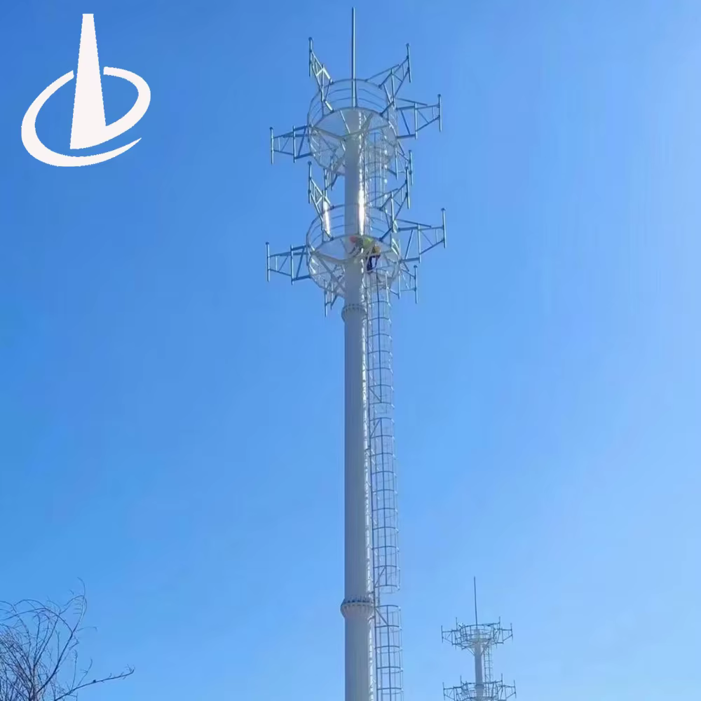 Galvanized 5G Cellphone Wifi  Single Tube Pipe  Telecommunication  tower Steel Monopole Tower  communication manufacture