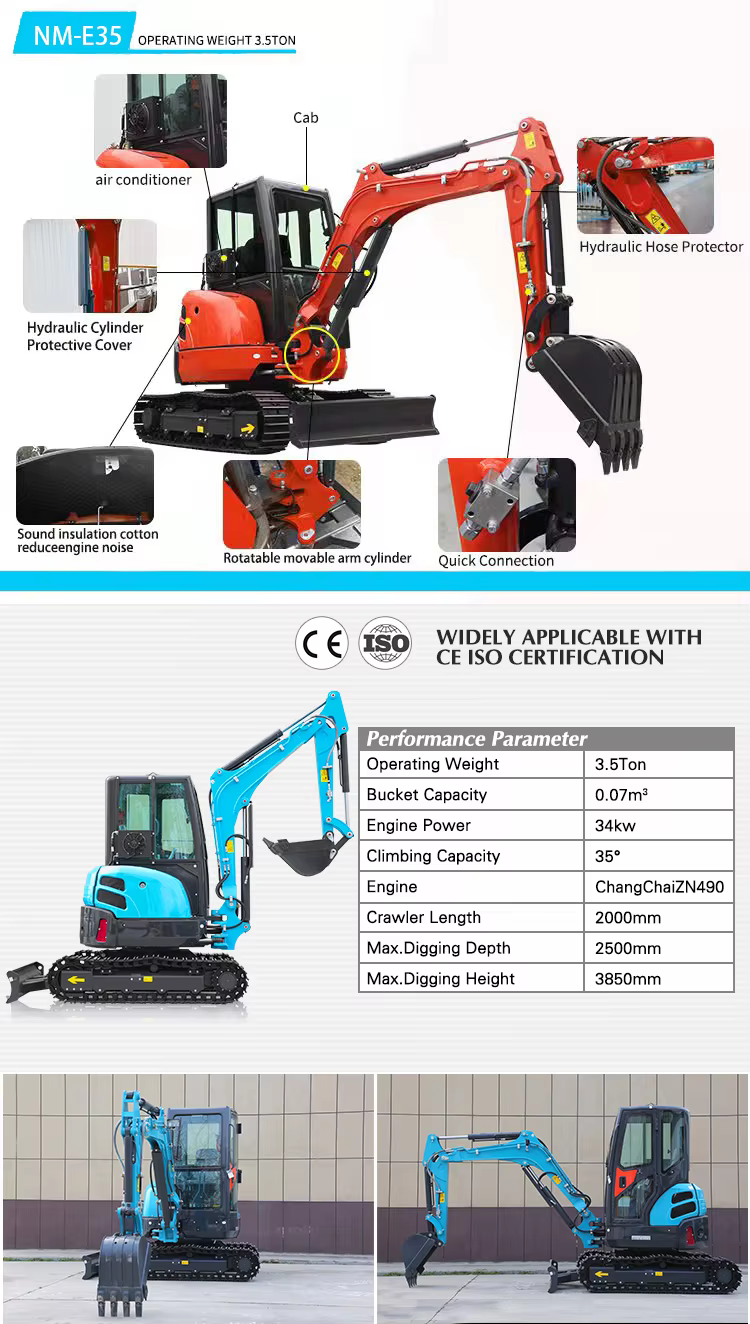china wholesale mini excavator 35 ton compact track digger with dozer blade hydraulic bucket for farm garden trenching construction site-0