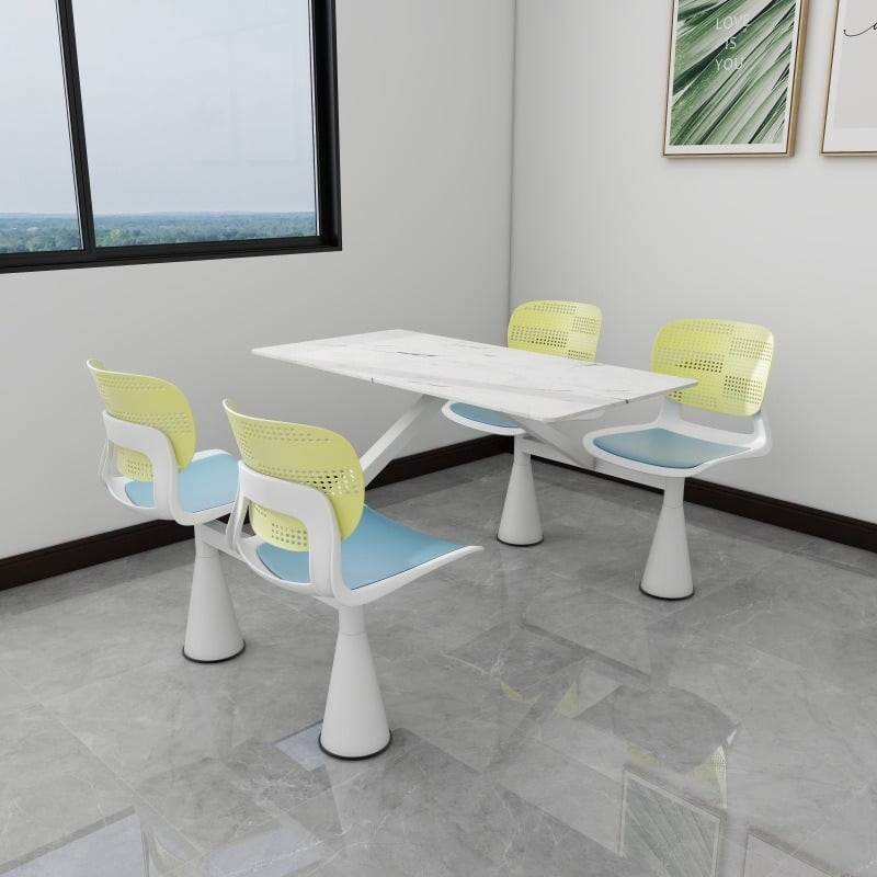 What is fiberglass school canteen furniture made of?