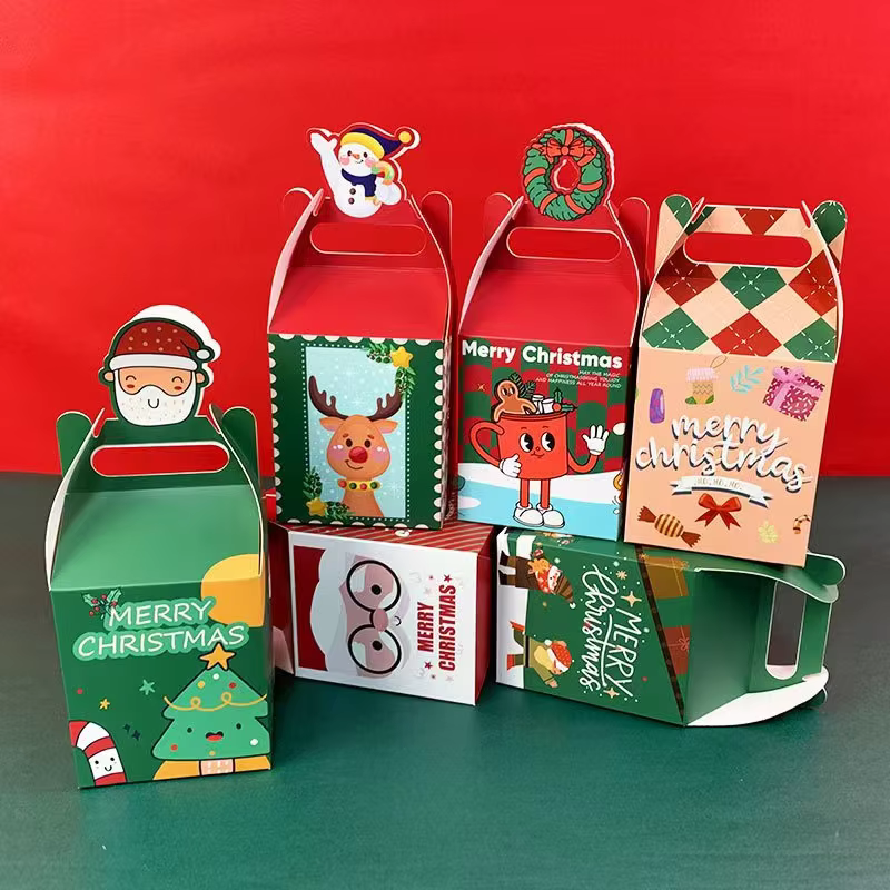 Delicate Popular for Apple Santa Claus Pattern Christmas Gift Candy Packing Box Printed on Ivory Board with Matt Lamination supplier