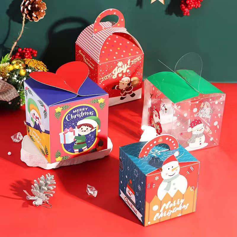 Delicate Popular for Apple Santa Claus Pattern Christmas Gift Candy Packing Box Printed on Ivory Board with Matt Lamination manufacture