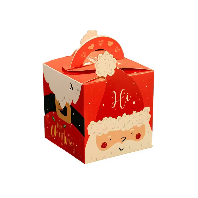 Delicate Popular for Apple Santa Claus Pattern Christmas Gift Candy Packing Box Printed on Ivory Board with Matt Lamination factory