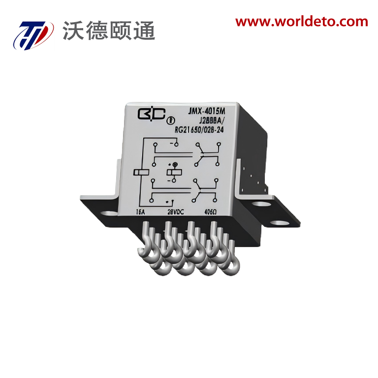 JMX-4015M Miniature Sealed Magnetic Latching Relay  There are two control windings and four sets of switching contacts, which can switch 15A, 28Vd.  are used for circuit switching in fields such as automation control and aerospace.