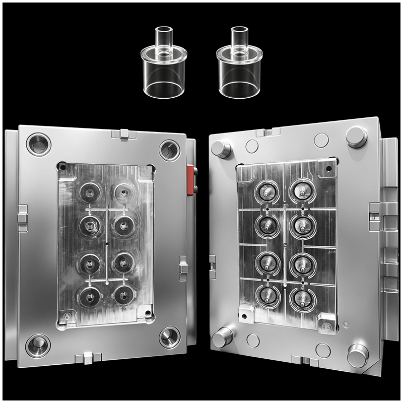 Custom Precision High Efficiency 8 Cavities Medical Component PC Material Straight Connector Injection Mold