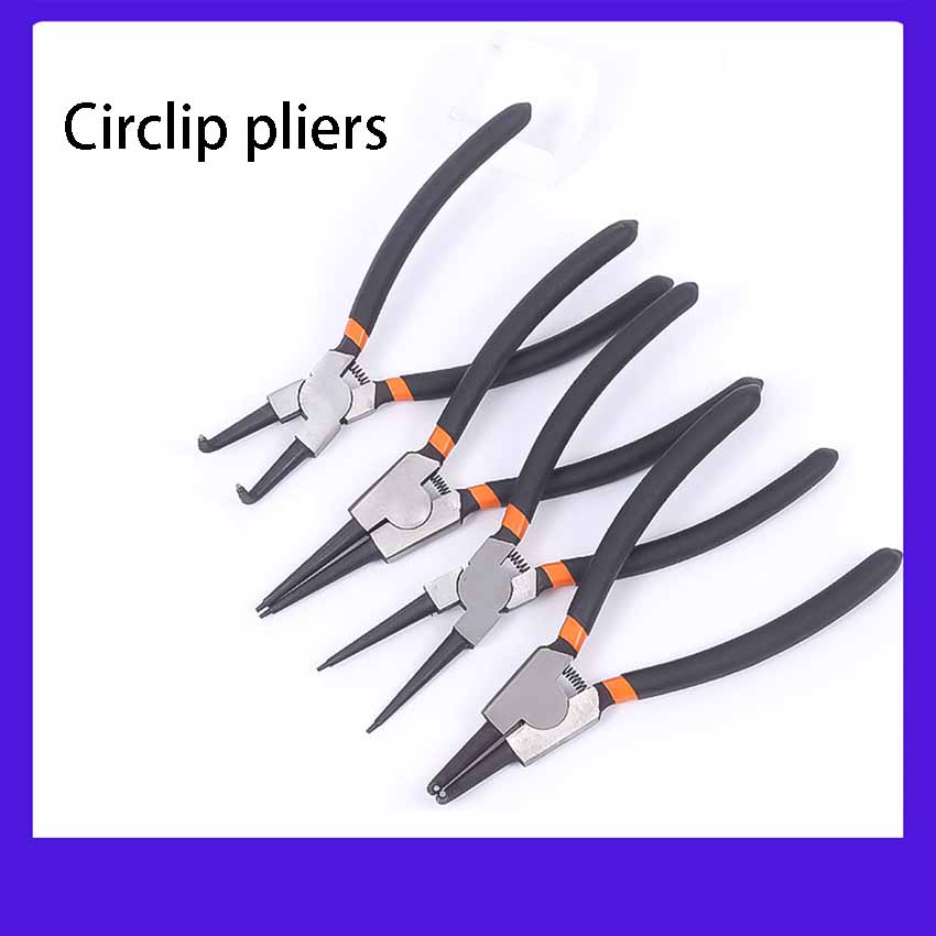 Effortless four in one inner and outer bending retaining ring clamping tool for snap spring pliers