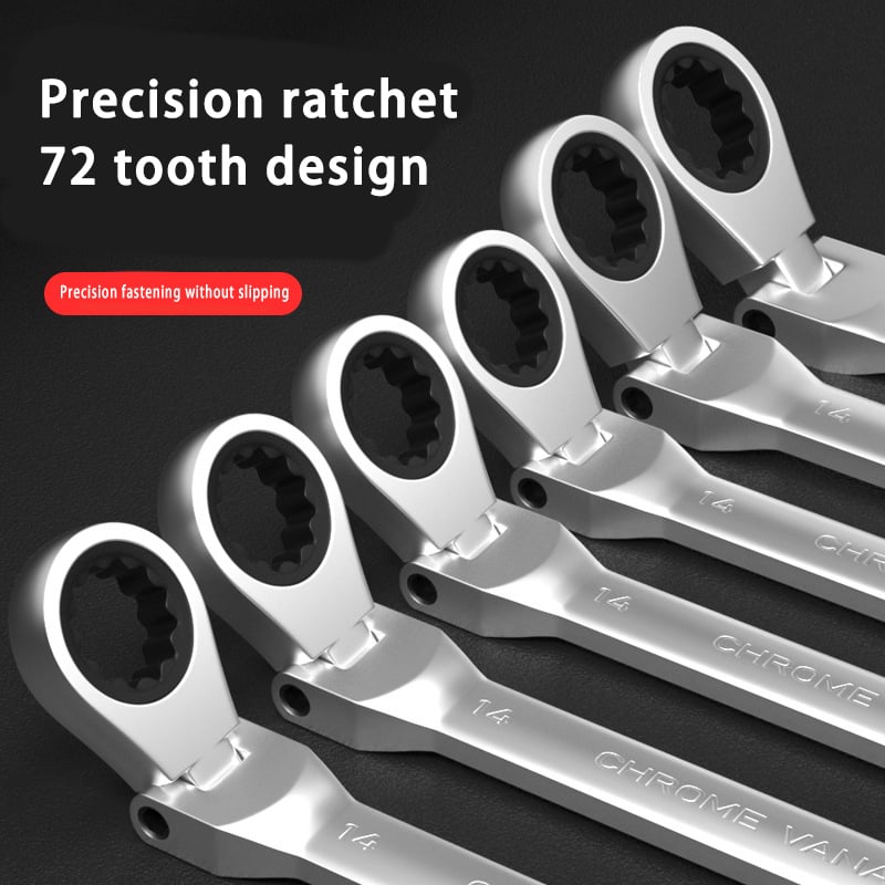 Active head dual-purpose opening plum blossom ratchet wrench, multifunctional quick shaking mirror wrench