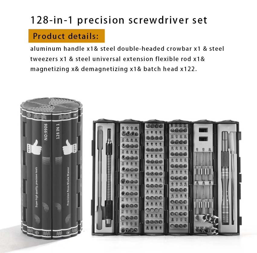 128 in one precision screwdriver set, disassembly and maintenance tool, multifunctional manual screwdriver