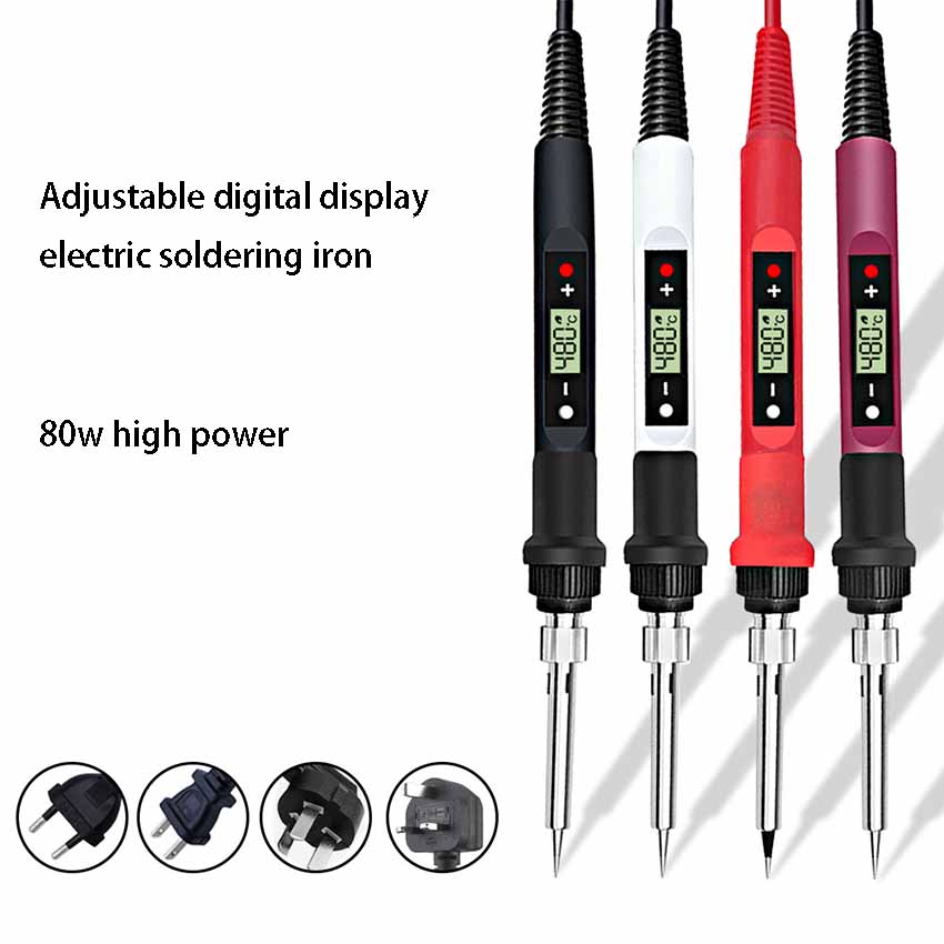 80W internal heating digital display adjustable temperature constant temperature electric soldering iron set welding pen household maintenance tool