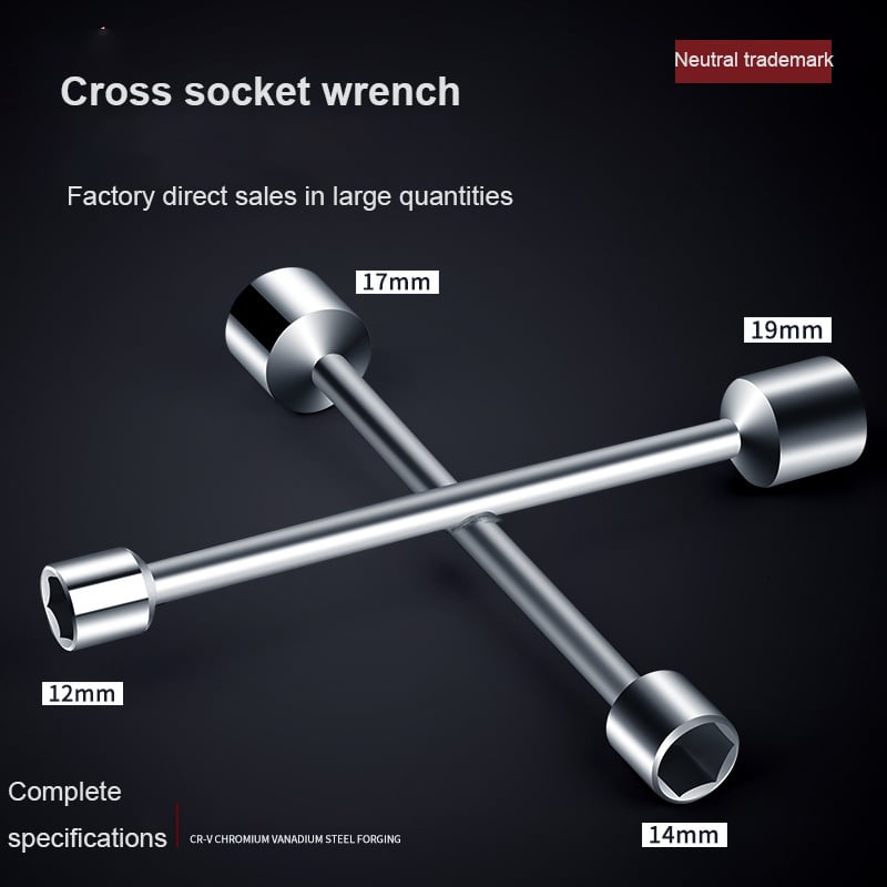 Multi functional small cross wrench for car repair tire disassembly, labor-saving hexagonal socket quick repair wrench