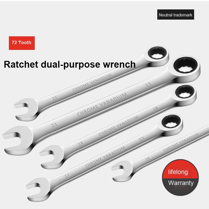 Chromium vanadium steel dual-purpose opening plum blossom ratchet wrench, multifunctional fast mirror wrench